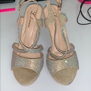 L Lorraine Sparkly Gold Heels